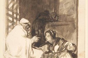 素描合集-Goya--A Woman Kneeling before an Old Man, Images