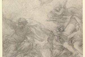 素描合集-Pietro da Cortona--God the Father with Angels Holding Symbols