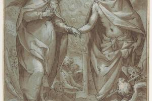 素描合集-Giovanni Battista Paggi--Christ Receiving the Virgin into Heaven