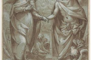 素描合集-Giovanni Battista Paggi--Christ Receiving the Virgin into Heaven