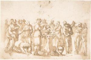 素描合集-attributed to Francesco Allegrini--Scene of Sacrifice