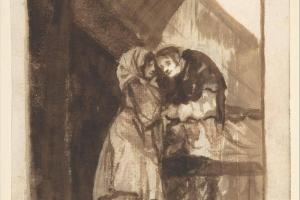 素描合集-Goya--A Woman Whispering to a Priest