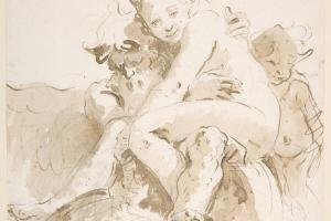 素描合集-Giovanni Battista Tiepolo--Time Holding a Nude Woman