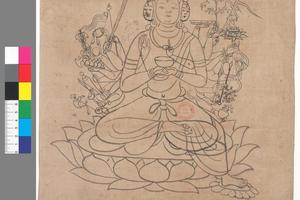 绘画P4518(26)線描准提觀音坐像