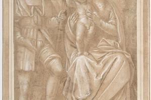 素描合集-attributed to Bernardino Lanino--The Virgin and Child with Saint Roch