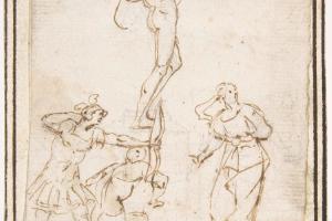 素描合集-attributed to Francesco Allegrini--Four Figures Studies, One of a Standing Archer