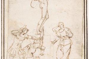 素描合集-attributed to Francesco Allegrini--Four Figures Studies, One of a Standing Archer