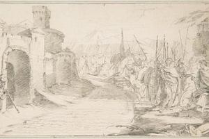 素描合集-Giovanni Battista Tiepolo--Illustration for a Book Meeting Between Two Generals