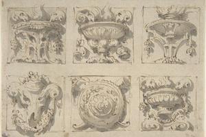 素描合集-Giuseppe Bernardino Bison--Drawing Devided in Six Squares Including