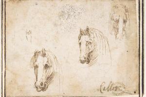 素描合集-attributed to Francesco Allegrini--Horses' Heads