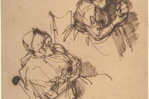 素描合集-Rembrandt--Two Studies of a Woman Reading