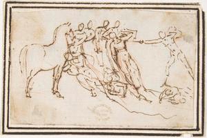 素描合集-attributed to Francesco Allegrini--Unidentified Subject Nine Figures and a Horse