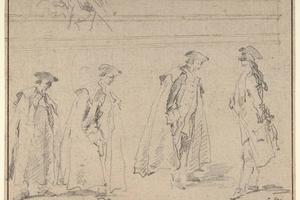 素描合集-‬Francesco Guardi--Figure Studies (recto); Figures Along a Canal and