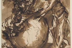 素描合集-Salvator Rosa--Three Figures around a globe