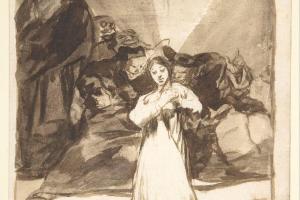 素描合集-Goya--Allegory with a radiant figure beset by dark spirits