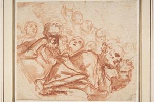 素描合集-Mattia Preti--A Group of Saints and Angels (recto); Studies