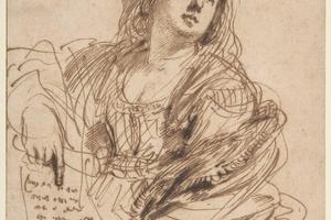素描合集-Guercino--A Sibyl Holding a Scroll