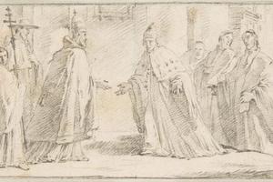 素描合集-Giovanni Battista Tiepolo--Illustration for a Book Meeting Between a Pope and Doge
