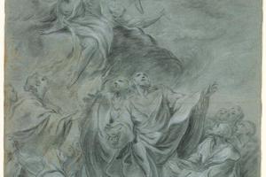 素描合集-Pierre Charles Trémolières--The Ascension of Christ (recto); Head