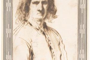 素描合集-Guercino--Portrait of Morose Man in Half-Length