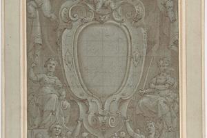 素描合集-Bernardo Castello--Modello for Ceiling Fresco with Papal Coat of Arms