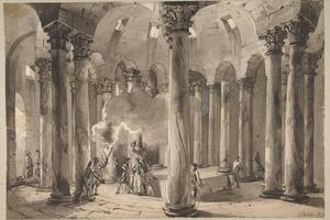 素描合集-Jean-Pierre Louis Laurent Hoüel--Visitors with Torches