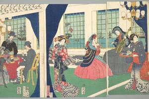 素描合集-Gountei Sadahide--Foreigners in the Drawing Room