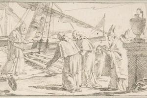 素描合集-Giovanni Battista Tiepolo--Illustration for a Book Bishops and Monks Being Received