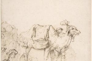 素描合集-School of Rembrandt--Man Leading a Camel