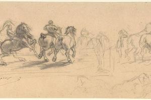 素描合集-Marie-Rosalie Bonheur--Sheet of Studies for The Horse Fair