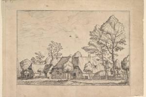 素描合集-Johannes van Doetecum the elder--Large Farm with Draw Well