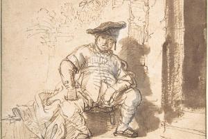 素描合集-Rembrandt--Seated Man Wearing a Flat Cap