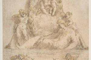 素描合集-Parmigianino--Design for a Sepulchral Monument of a Youth