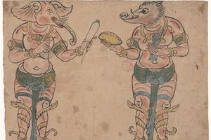 绘画P4518(8)彩繪歡喜天佛像