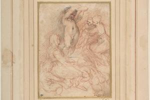 素描合集-School of Correggio--Standing Nude Child Surrounded