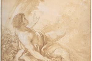 素描合集-Benedetto Luti--Saint Benedict on a Bed of Thorns