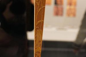 留青阳文陈摩画花鸟竹扇骨
