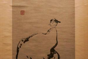 湖石双鸟图轴