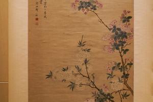碧桃海棠图轴