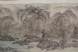 松石灵芝图轴