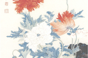 陆抑非作品：红偎翠倚1936年创作64cm*37cm