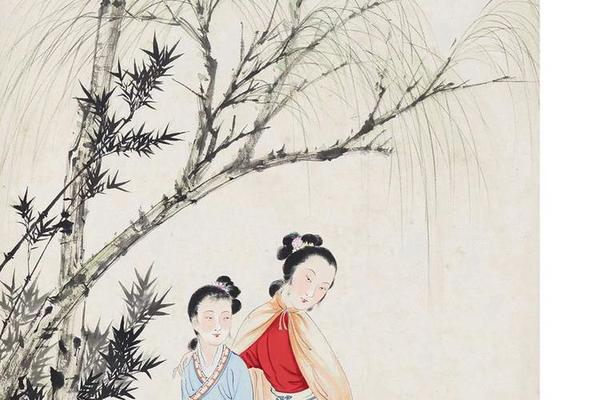 柳荫仕女