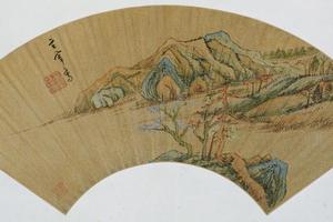 秋山积翠图扇页