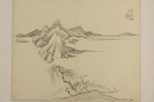 吴麐山水册