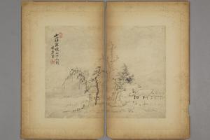 上官周山水册
