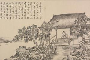 董邦达画弘历和江文通诗意图册