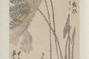 齐璜、陈年合画荷虾图轴