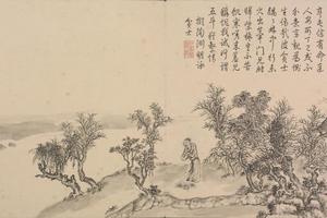 董邦达画弘历和江文通诗意图册