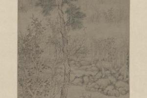 孙枝秋林藜杖图轴