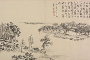董邦达画弘历和江文通诗意图册